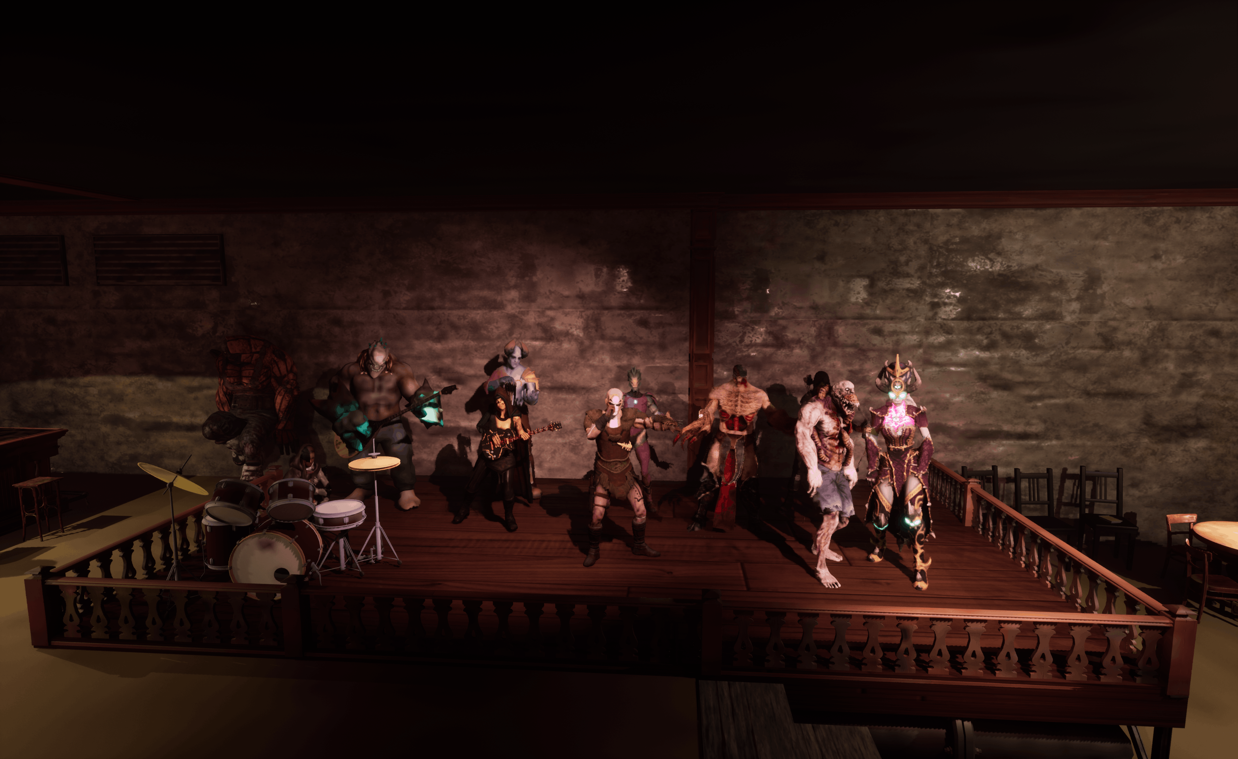 And the band played on from Whisper of the Elements.  Showing many of the games interactable equipment.
